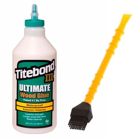 Kit Cola p/ Madeira III Ultimate 946 ml + Pincel de Silicone Titebrush Titebond Menor preço em Kit Cola p/ Madeira III Ultimate 946 ml + Pincel de Silicone Titebrush Titebond