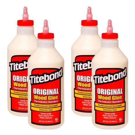 Kit Cola para Madeira Original Wood Glue- 6004531- Titebond- 946 ml - 4 Unidades Menor preço em Kit Cola para Madeira Original Wood Glue- 6004531- Titebond- 946 ml - 4 Unidades