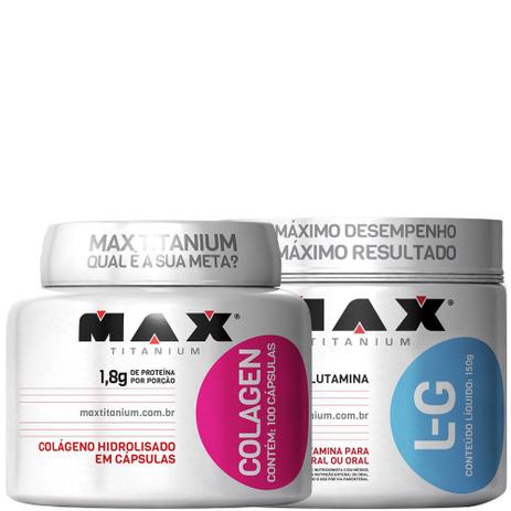 Kit Colageno L-Glutamina - Max titanium Menor preço em Kit Colageno L-Glutamina - Max titanium