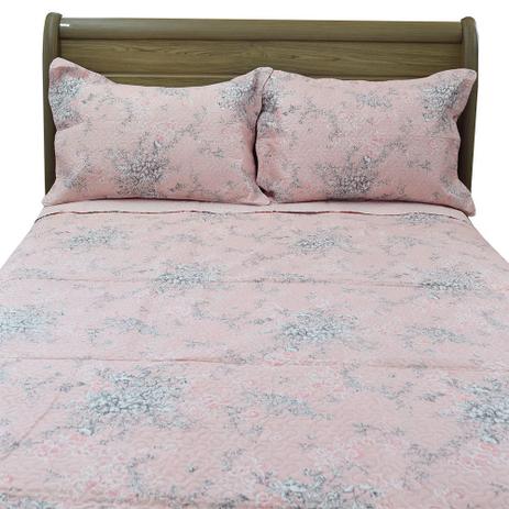 Kit Colcha Bouti Shabby Chic Queen - Poá/Floral Rosa Claro - Rozac Menor preço em Kit Colcha Bouti Shabby Chic Queen - Poá/Floral Rosa Claro - Rozac