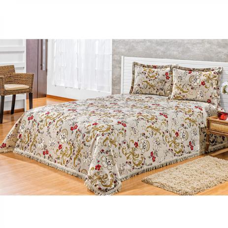 Kit Colcha Casal La Bella 03 Peças Bia Enxovais Floral Bege Menor preço em Kit Colcha Casal La Bella 03 Peças Bia Enxovais Floral Bege