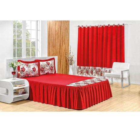Kit Colcha Casal Padrão com Cortina 04 Peças Veneza Vermelho - Bia Enxovais Menor preço em Kit Colcha Casal Padrão com Cortina 04 Peças Veneza Vermelho - Bia Enxovais