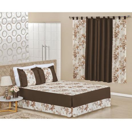 Kit Colcha Casal Padrão Valentina com Cortina para Varão 2,00 x 1,80 Metros - Tabaco Floral - Bia enxovais é boa?
