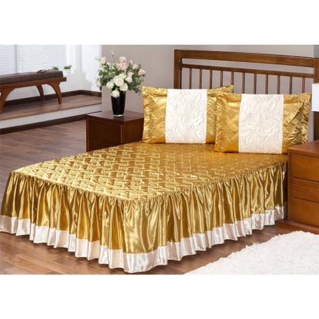 Kit Colcha Casal Rosas 5 Peças Cetim Dourado - Enxovais Aquarela Menor preço em Kit Colcha Casal Rosas 5 Peças Cetim Dourado - Enxovais Aquarela