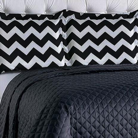 Kit Colcha Chevron Casal Queen 3pçs Preto com Porta Travesseiro em Jacquard Cotex é boa?