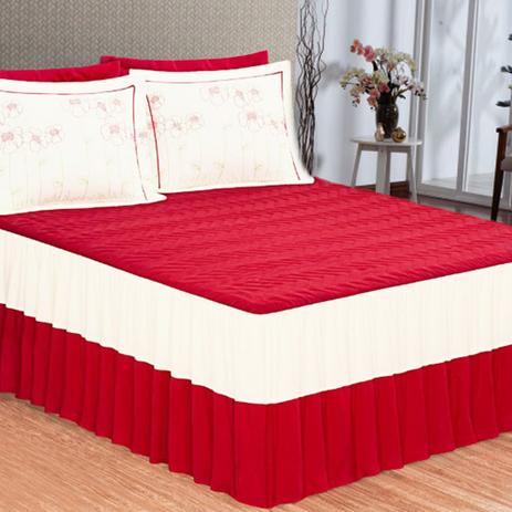 Menor preço em Kit Colcha Cobre Leito Casa Dona Casal Alvorada 3 Peças Vermelho