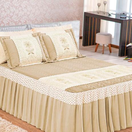Kit Colcha Cobre Leito Casa Dona Casal Floreale 3 peças Avelã Menor preço em Kit Colcha Cobre Leito Casa Dona Casal Floreale 3 peças Avelã