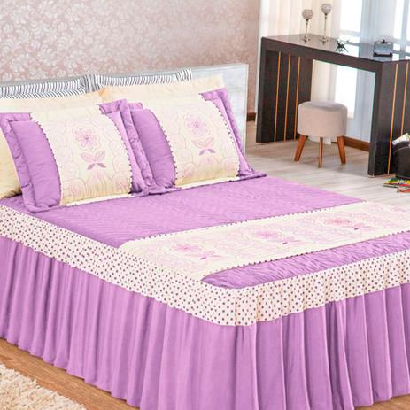 Kit Colcha Cobre Leito Casa Dona Casal Floreale 3 peças Lilas Menor preço em Kit Colcha Cobre Leito Casa Dona Casal Floreale 3 peças Lilas