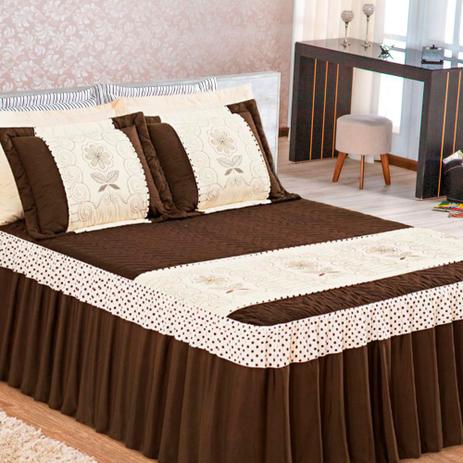 Menor preço em Kit Colcha Cobre Leito Casa Dona Casal Queen Floreale 3 peças Tabaco