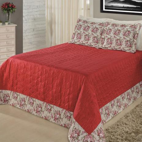 Menor preço em Kit Colcha Cobre Leito Casa Dona Lion Vermelho