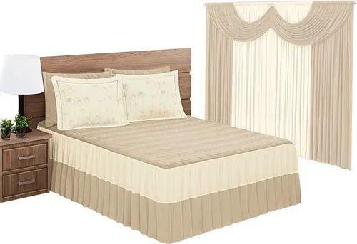 Kit Colcha Com Cortina Cama Queen Bordada Avelã - Casa Pedro Menor preço em Kit Colcha Com Cortina Cama Queen Bordada Avelã - Casa Pedro