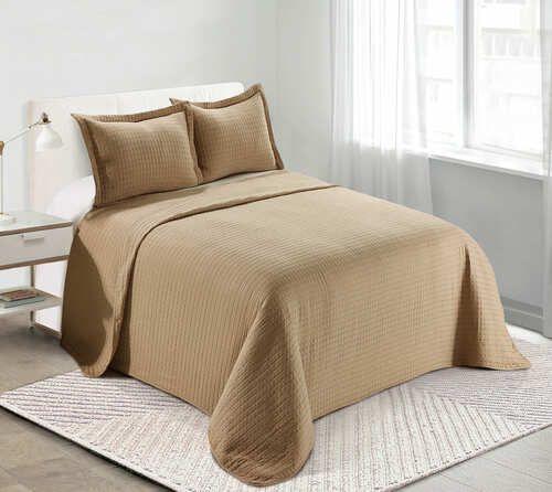 Kit Colcha de Casal Loft Camesa 3 Peças Bege Menor preço em Kit Colcha de Casal Loft Camesa 3 Peças Bege