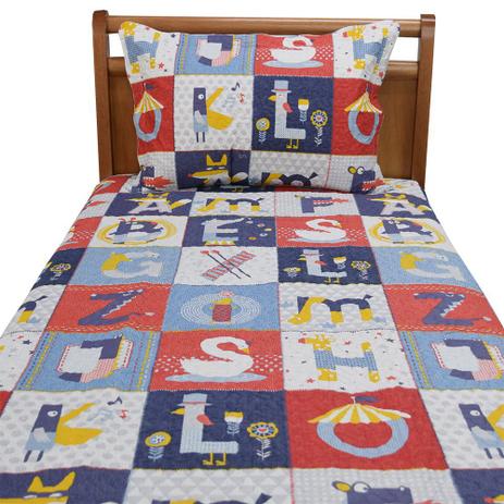Kit Colcha Dupla Face Patchwork Teen - Safari - Rozac Menor preço em Kit Colcha Dupla Face Patchwork Teen - Safari - Rozac