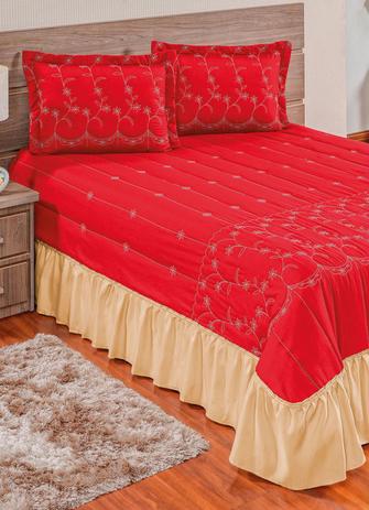 Kit Colcha Flory Cobre Leito Casal Queen 3 Peças Vermelho - Colleone Enxovais é ruim? Kit Colcha Flory Cobre Leito Casal Queen 3 Peças Vermelho - Colleone Enxovais é boa?