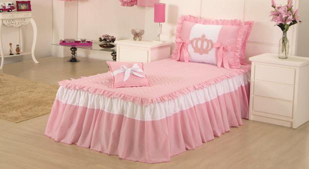 Kit Colcha Infantil Menina Coroa Realeza Cobre Leito Solteiro 4