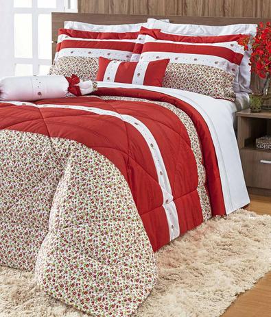 Kit Colcha Natalie Super King Flores cor Vermelho com 7 peças - Bernadete casa é boa?