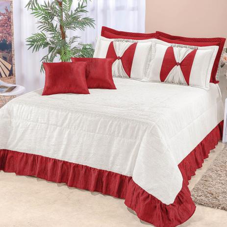 Kit Colcha Paris Queen Size Seda Amassada 9 Peças Vermelho - Bia enxovais Menor preço em Kit Colcha Paris Queen Size Seda Amassada 9 Peças Vermelho - Bia enxovais