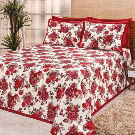 Kit Colcha Queen 3 Peças Arezo Bia Enxovais Vermelho Menor preço em Kit Colcha Queen 3 Peças Arezo Bia Enxovais Vermelho