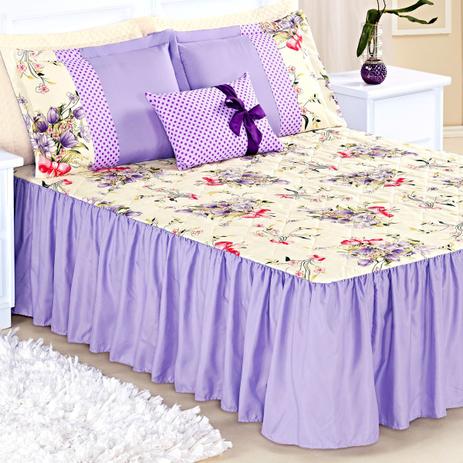 Kit Colcha Queen Geovanna Lilás 5 Peças com almofada decorativa - Aquarela enxovais é boa?