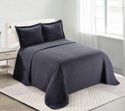 Kit Colcha Queen Loft Camesa 3 Peças Cinza Menor preço em Kit Colcha Queen Loft Camesa 3 Peças Cinza