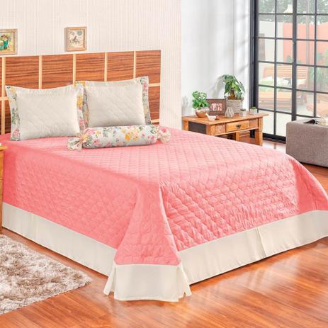 Kit Colcha Queen Matelado Ultrassônico 4 Peças Florença - Rosê - Rosdry enxovais Menor preço em Kit Colcha Queen Matelado Ultrassônico 4 Peças Florença - Rosê - Rosdry enxovais