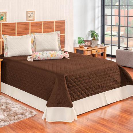 Kit Colcha Queen Matelado Ultrassônico 4 Peças Florença - Tabaco - Rosdry enxovais Menor preço em Kit Colcha Queen Matelado Ultrassônico 4 Peças Florença - Tabaco - Rosdry enxovais