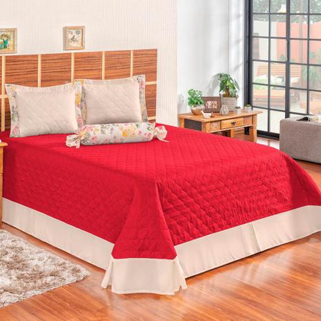 Kit Colcha Queen Matelado Ultrassônico 4 Peças Florença - Vermelho - Rosdry enxovais Menor preço em Kit Colcha Queen Matelado Ultrassônico 4 Peças Florença - Vermelho - Rosdry enxovais