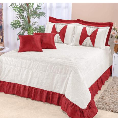 Kit Colcha Queen Paris 07 Peças Bia Enxovais Vermelho Menor preço em Kit Colcha Queen Paris 07 Peças Bia Enxovais Vermelho