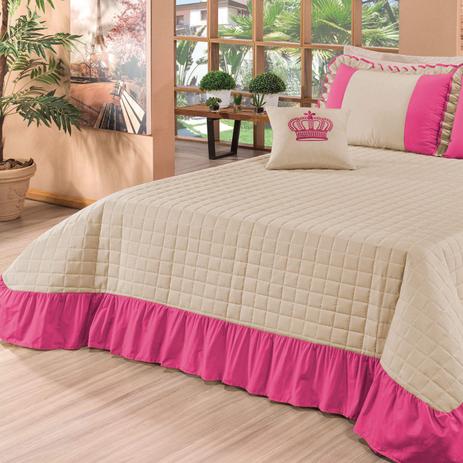 Kit Colcha Solteiro Charlotte Percal Algodão 180 Fios 4 Peças Bia Enxovais Rosa Pink Menor preço em Kit Colcha Solteiro Charlotte Percal Algodão 180 Fios 4 Peças Bia Enxovais Rosa Pink