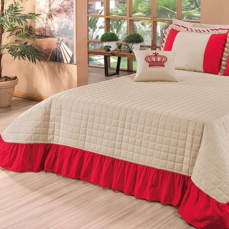 Kit Colcha Solteiro Charlotte Percal Algodão 180 Fios 4 Peças Bia Enxovais Vermelho Menor preço em Kit Colcha Solteiro Charlotte Percal Algodão 180 Fios 4 Peças Bia Enxovais Vermelho