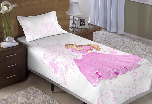 Kit Colcha Solteiro / Cobre Leito - 2 Peças - Princesa Rosa - Raner Menor preço em Kit Colcha Solteiro / Cobre Leito - 2 Peças - Princesa Rosa - Raner