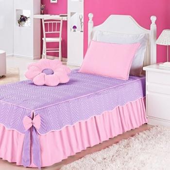 Kit Colcha solteiro Mariana cor Lilás e rosa 3 peças - Lilás e rosa - Vb Menor preço em Kit Colcha solteiro Mariana cor Lilás e rosa 3 peças - Lilás e rosa - Vb