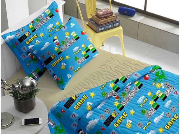 Kit Colcha Teen Malha Solteiro 2 Peças Game - Portallar é boa?