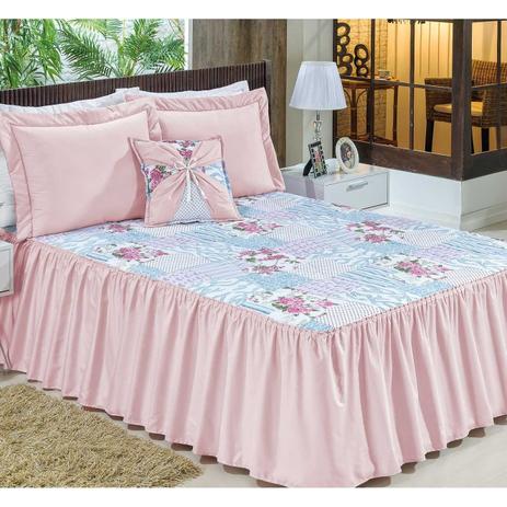 Kit Colcha Verô Casal Queen Estampado 05 Peças - Rosê - Ricardo Menor preço em Kit Colcha Verô Casal Queen Estampado 05 Peças - Rosê - Ricardo