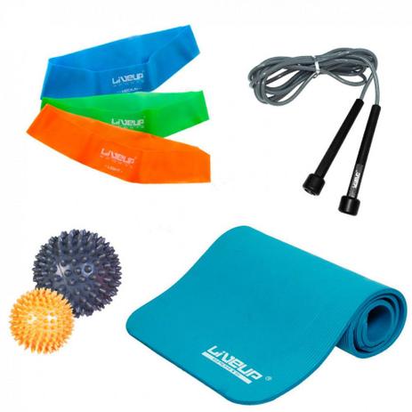 Kit Colchonete 1,80m + Bolas Massageadoras + Corda de Pular + Mini Band 3 Tensoes Liveup Menor preço em Kit Colchonete 1,80m + Bolas Massageadoras + Corda de Pular + Mini Band 3 Tensoes Liveup