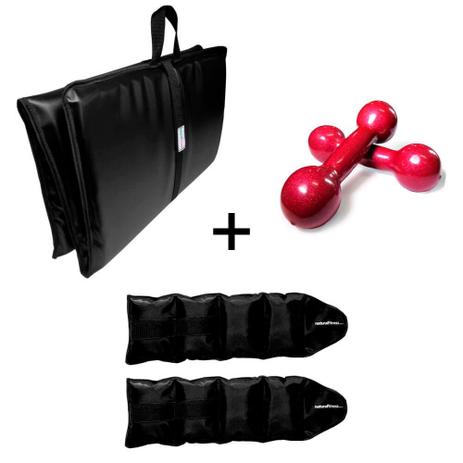 Kit Colchonete Dobrável Caneleiras 2kg Halteres 2kg - Natural fitness Menor preço em Kit Colchonete Dobrável Caneleiras 2kg Halteres 2kg - Natural fitness