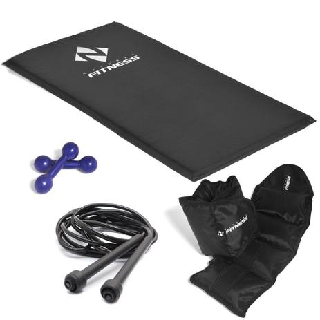 Kit Colchonete + Halteres de 1kg + Caneleiras de 2kg + Corda de Pular Academia Fitness Musculação - Natural Fitness Menor preço em Kit Colchonete + Halteres de 1kg + Caneleiras de 2kg + Corda de Pular Academia Fitness Musculação - Natural Fitness