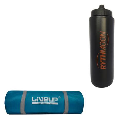 Kit Colchonete Yoga Pilates Liveup Azul + Squeeze Automático 1lt - Rythmoon Menor preço em Kit Colchonete Yoga Pilates Liveup Azul + Squeeze Automático 1lt - Rythmoon