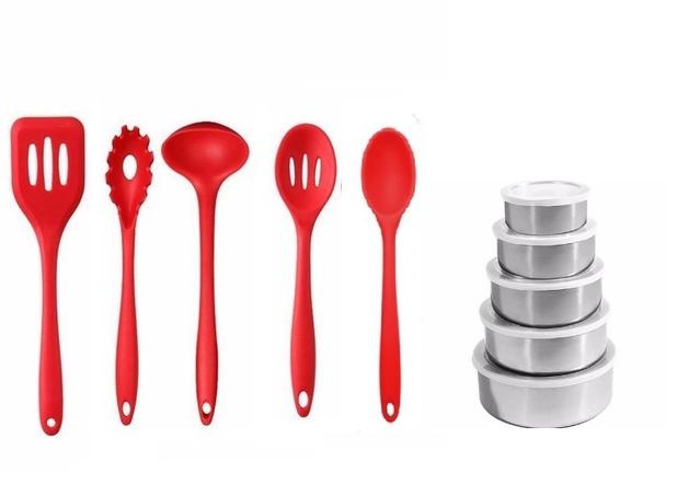 Kit Colheres De Silicone Maciço 5 Pç Vermelho + 5 Potes Inox - Clink é boa?