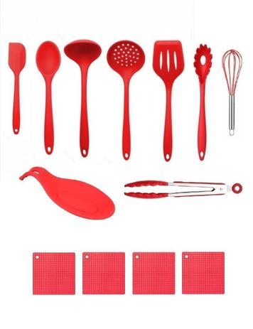 Kit Colheres Inteiramente De Silicone 13 Pçs Vermelho Apoio - Clink Menor preço em Kit Colheres Inteiramente De Silicone 13 Pçs Vermelho Apoio - Clink