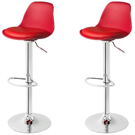 Kit com 02 Banquetas Alta Giratória Estofada Eames LS-134 Vermelho - Best Menor preço em Kit com 02 Banquetas Alta Giratória Estofada Eames LS-134 Vermelho - Best