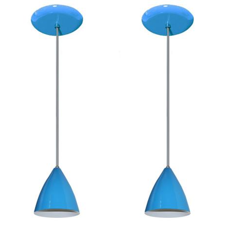 Kit Com 02 Lustres Pendentes De Aluminio - 17cm x 13cm - Azul - Fortlux Menor preço em Kit Com 02 Lustres Pendentes De Aluminio - 17cm x 13cm - Azul - Fortlux
