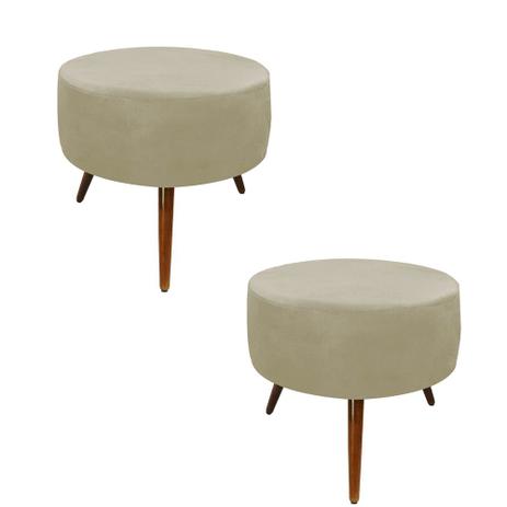 Kit com 02 Puff Base Redondo Pés Palito Suede Bege - Agm moveis é boa?