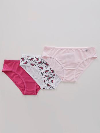 Kit com 03 Calcinhas Juvenil Para Menina - Rosa/multicolorido - Miss del rio  - Calcinha Infantil - Magazine Luiza