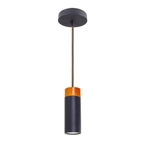 Kit com 03 Pendente Tubo Redondo Preto em Alumínio e Madeira st858 - Starlumen Menor preço em Kit com 03 Pendente Tubo Redondo Preto em Alumínio e Madeira st858 - Starlumen