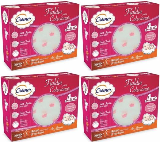 Kit Com 04 Caixas de Fralda De Pano Luxo Estampa Menina - Cremer - 70x70cm é boa?