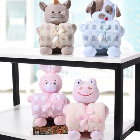 Kit com 04 Unidades Bichinho de Pelúcia + Manta de Microfibra - Coleção Fazenda - Bene casa Menor preço em Kit com 04 Unidades Bichinho de Pelúcia + Manta de Microfibra - Coleção Fazenda - Bene casa