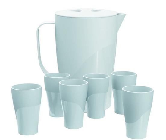 Kit com 1 Jarra 2L e 6 Copos 300ml Branco em Polipropileno UZ146-BR - UZ Utilidades Menor preço em Kit com 1 Jarra 2L e 6 Copos 300ml Branco em Polipropileno UZ146-BR - UZ Utilidades
