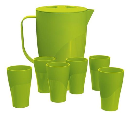 Kit com 1 Jarra 2L e 6 Copos 300ml Verde Claro em Polipropileno UZ146-VCL - UZ Utilidades Menor preço em Kit com 1 Jarra 2L e 6 Copos 300ml Verde Claro em Polipropileno UZ146-VCL - UZ Utilidades