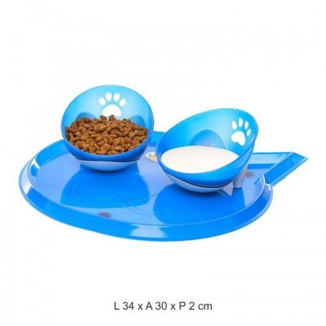Kit com 1 Jogo Americano + 2 Comedouros para Gatos Tamanho P - Azul - Truqys Menor preço em Kit com 1 Jogo Americano + 2 Comedouros para Gatos Tamanho P - Azul - Truqys